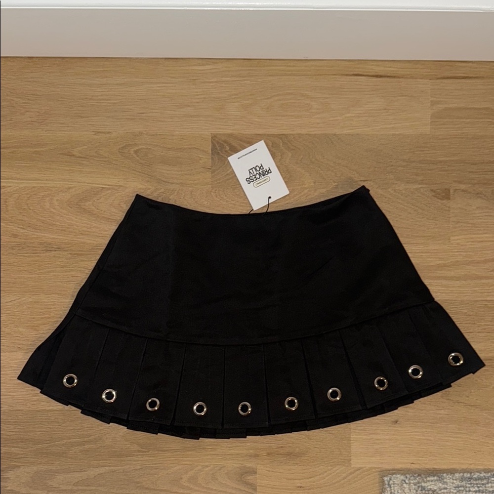 Princess Polly Black Mini Skirt with Grommet Detail